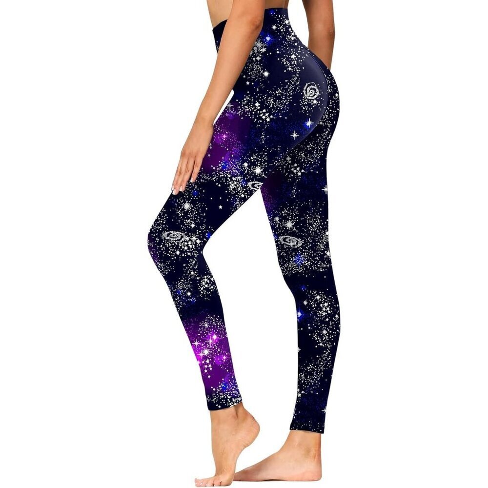 Women's Galaxy Soft Opaque Slim Tummy Control Printed High Waisted Leggings